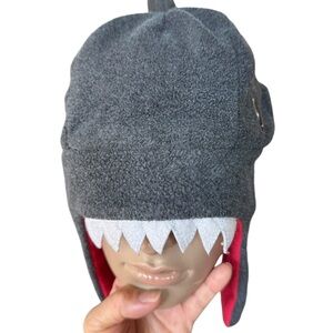 The Gap kids shark beanie in grey and red size small